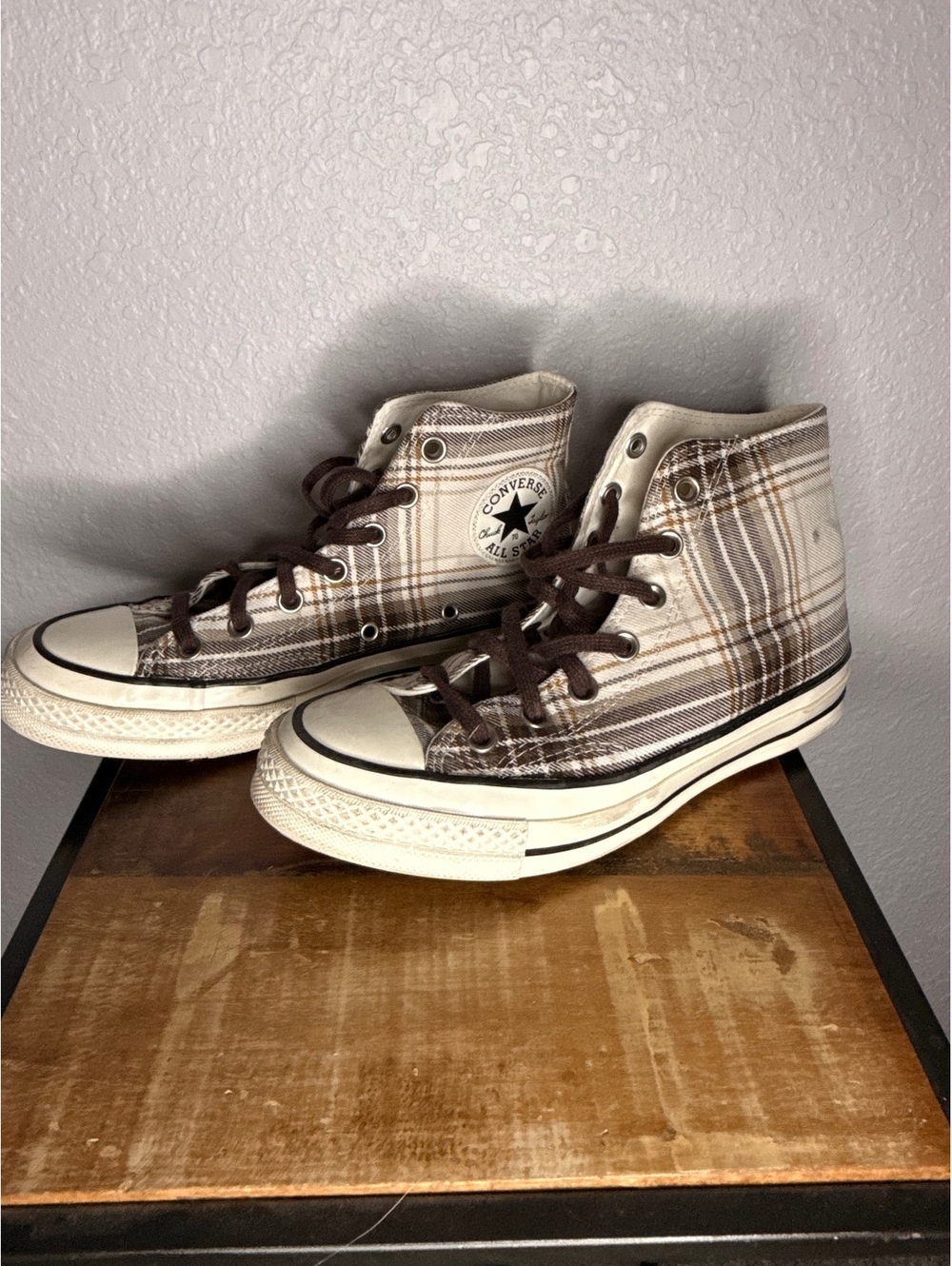 Converse Chuck Taylor All Star plaid high top sneakers sz M 5.5 & W 7.5